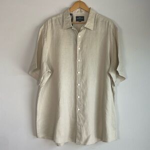 Rodd and Gunn Linen Short Sleeves Button Down Shirt Size 3XL NEW Sports Fit Bone